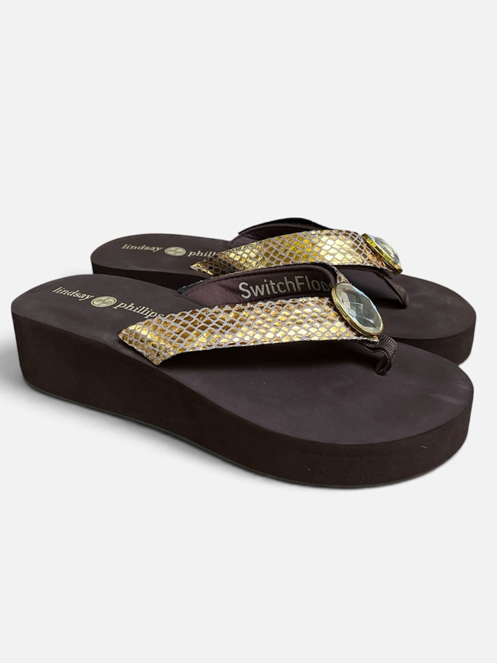 Lindsay Phillips SwitchFlops Platform Wedge Flip Flop in Brown Size 7